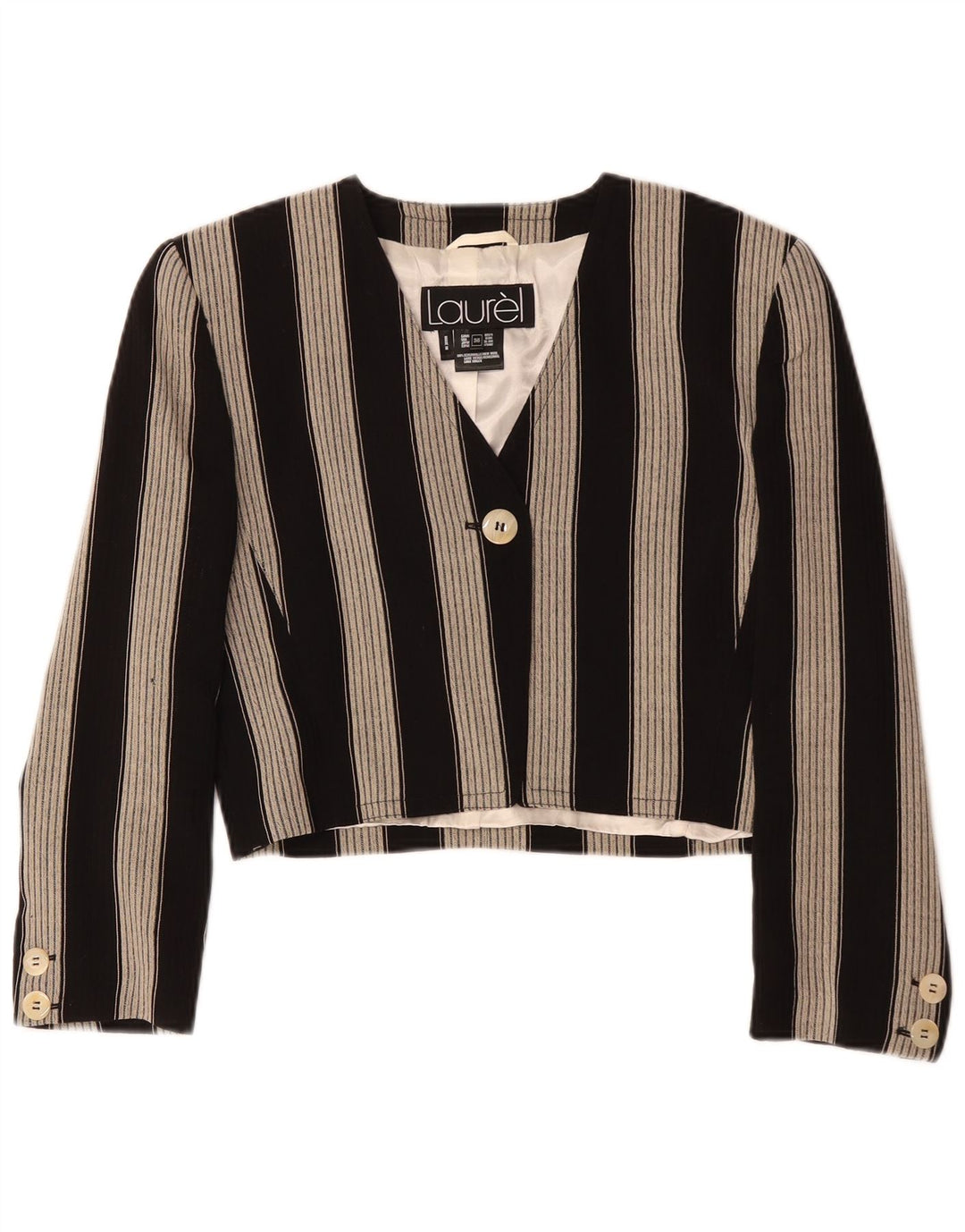Γυναικείο Laurel 1 Button Crop Blazer Jacket EU 36 Small Black ριγέ μαλλί