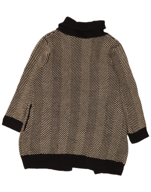 Αυτόγραφο Γυναικείο Longline Ανοιχτό Ζακέτα UK 14 Medium Black Chevron