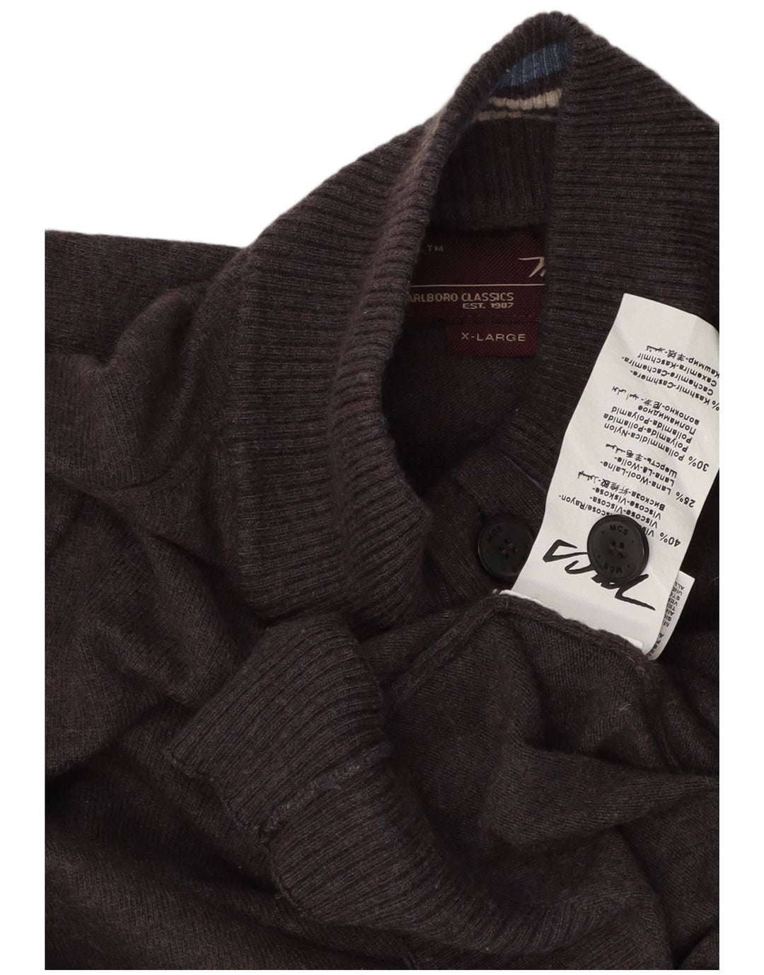 MARLBORO CLASSICS Γυναικείο πουλόβερ με κουμπιά λαιμόκοψη UK 18 XL Grey Rayon