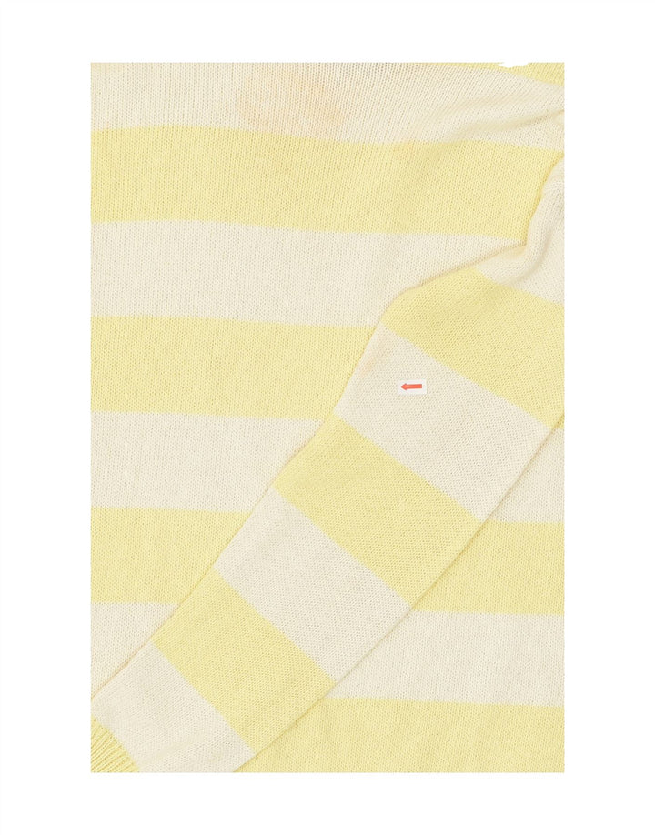 KAPPA Womens Boat Neck Jumper Sweater UK 14 Medium Yellow Colourblock | Vintage Kappa | Thrift | Second-Hand Kappa | Used Clothing | Messina Hembry 
