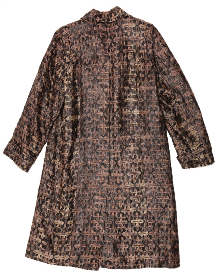 Vintage Γυναικείο Διπλό Παλτό UK 14 Μεσαίο Καφέ Γεωμετρικό