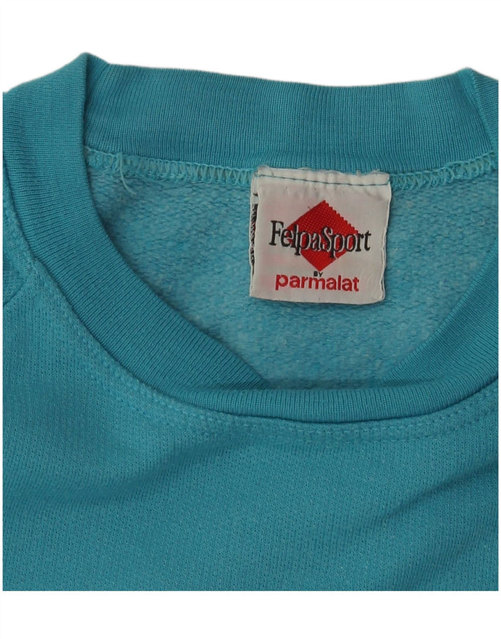 Vintage Γυναικείο Γραφικό Φούτερ Jumper UK 14 Medium Blue Cotton