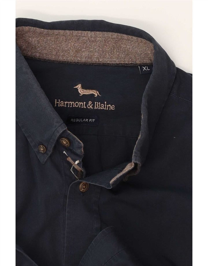 Ανδρικό πουκάμισο με κανονική εφαρμογή Harmont & Blaine XL Navy Blue