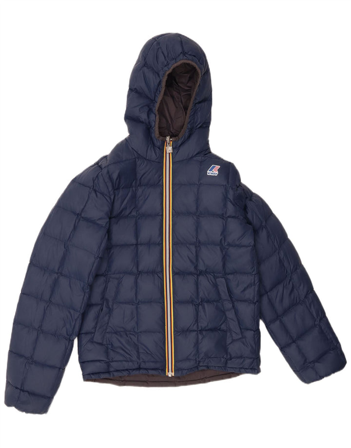 K-WAY Boys Hooded Reversible Gecket Jacket 11-12 Years Small Grey