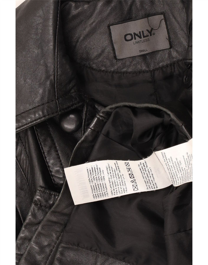 Μόνο Γυναικείο Δερμάτινο Μπουφάν UK 10 Small Black Leather