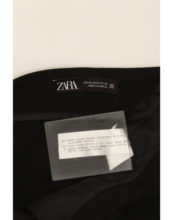 Zara Γυναικείο Slim Cropped Παντελόνι US 8 Medium W30 L25 Black Polyester