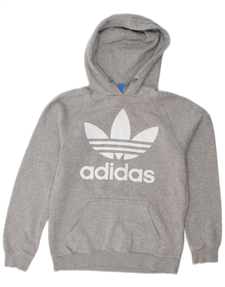 ADIDAS Γυναικείο Γραφικό Hoodie Jumper UK 10 Small Grey Cotton