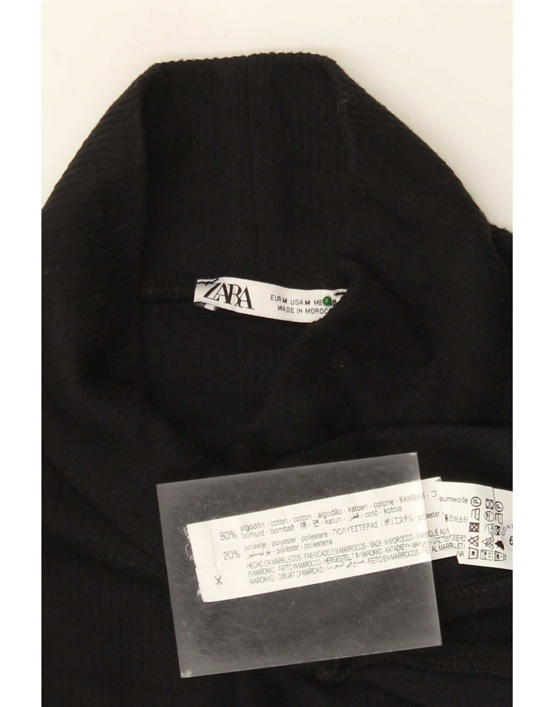 Zara Γυναικείο τοπ μακρυμάνικο UK 14 μεσαίο μαύρο βαμβακερό