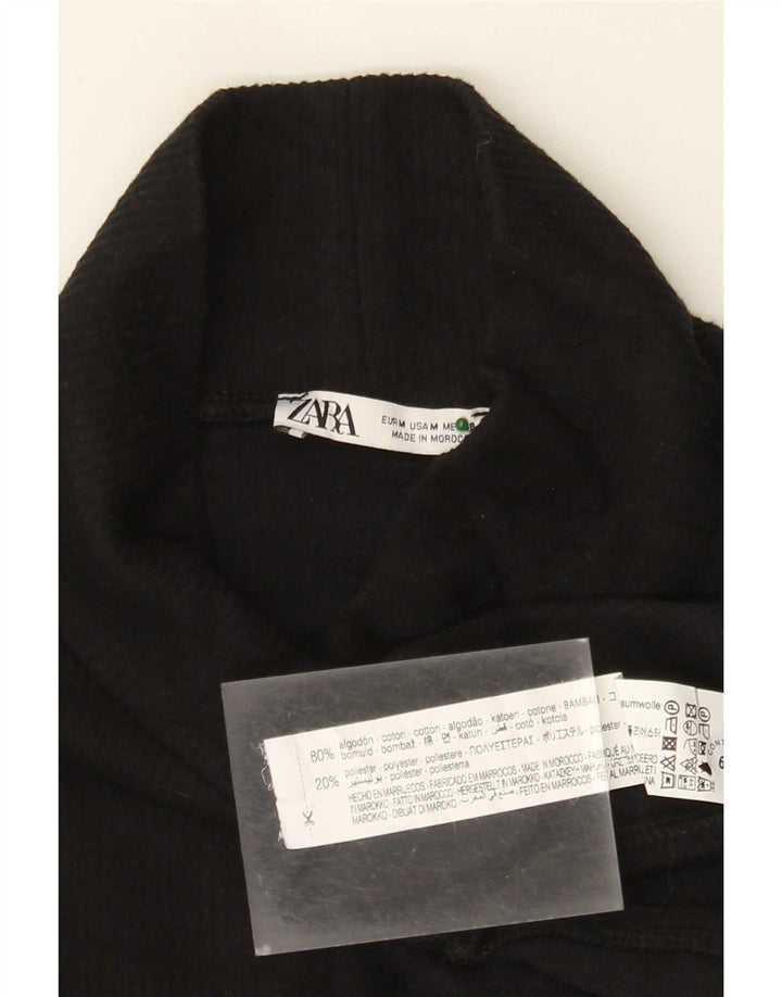 Zara Γυναικείο τοπ μακρυμάνικο UK 14 μεσαίο μαύρο βαμβακερό