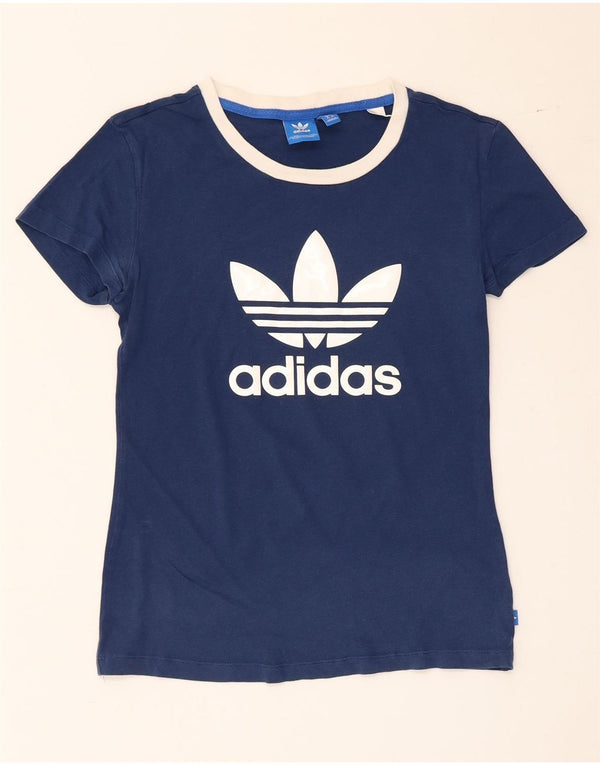 Γυναικείο γραφικό T-Shirt Adidas Top UK 8 Small Navy Blue