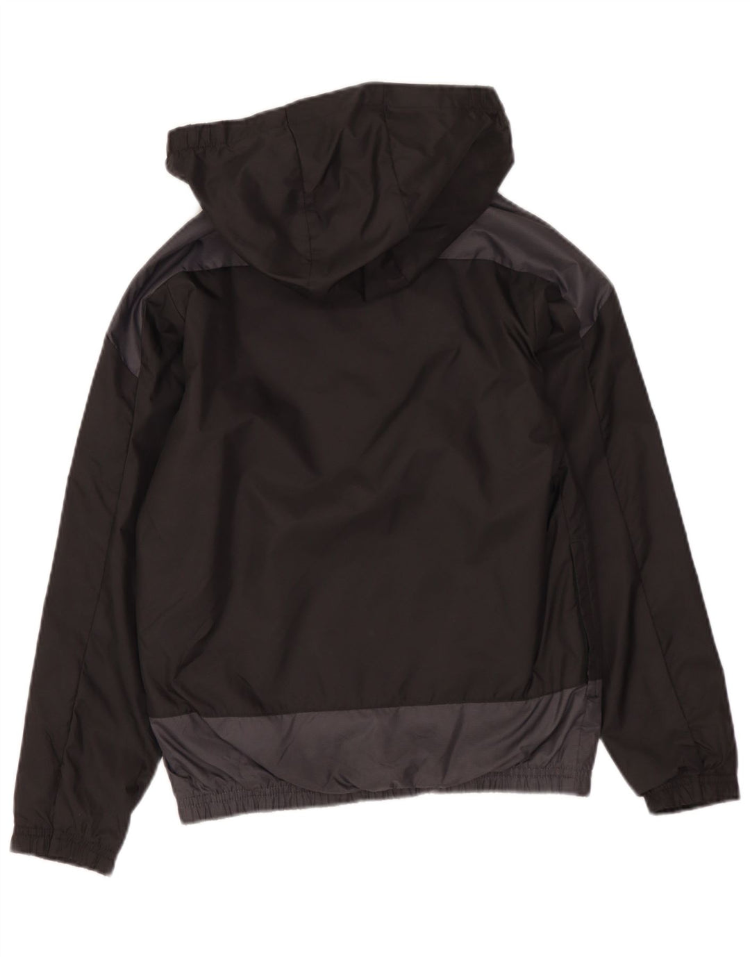 PUMA Girls Graphic Hooded Rain Jacket 7-8 Years Black Colourblock Nylon