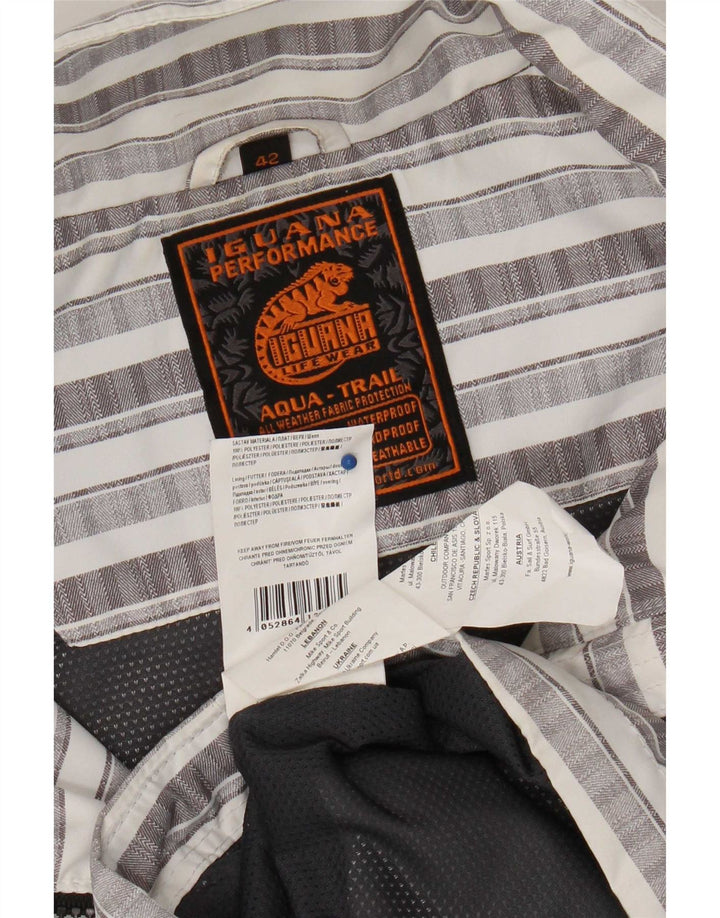 Iguana Ανδρικό μπουφάν βροχής με κουκούλα UK 42 XL Γκρι ριγέ πολυεστέρα
