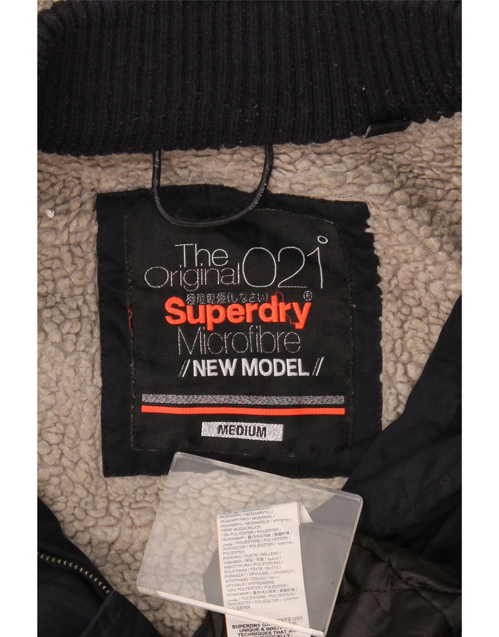 Superdry γυναικείο μπουφάν Sherpa Parka με κουκούλα UK 14 Medium Navy Blue Polyester
