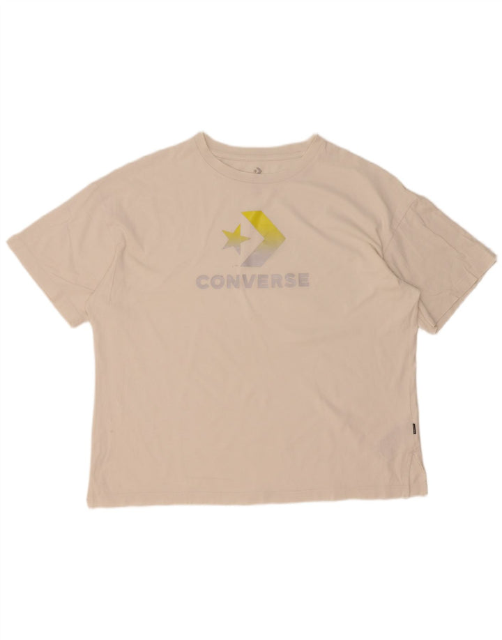 Ανδρικό γραφικό μπλουζάκι Converse, μεγάλο λευκό βαμβακερό