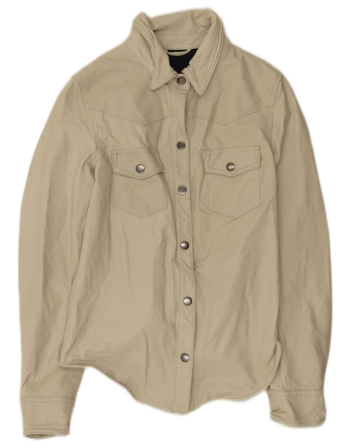 Vintage Γυναικείο Δερμάτινο Μπουφάν EU 36 Small Beige