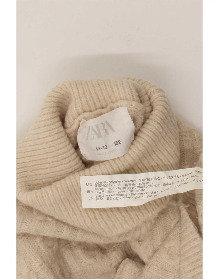 Zara Girls Roll Neck Jumper πουλόβερ 11-12 ετών Μπεζ πολυεστέρας
