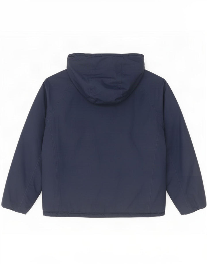 K-Way Boys Hooded Reversible Jacket 9-10 Years Navy Blue Polyamide