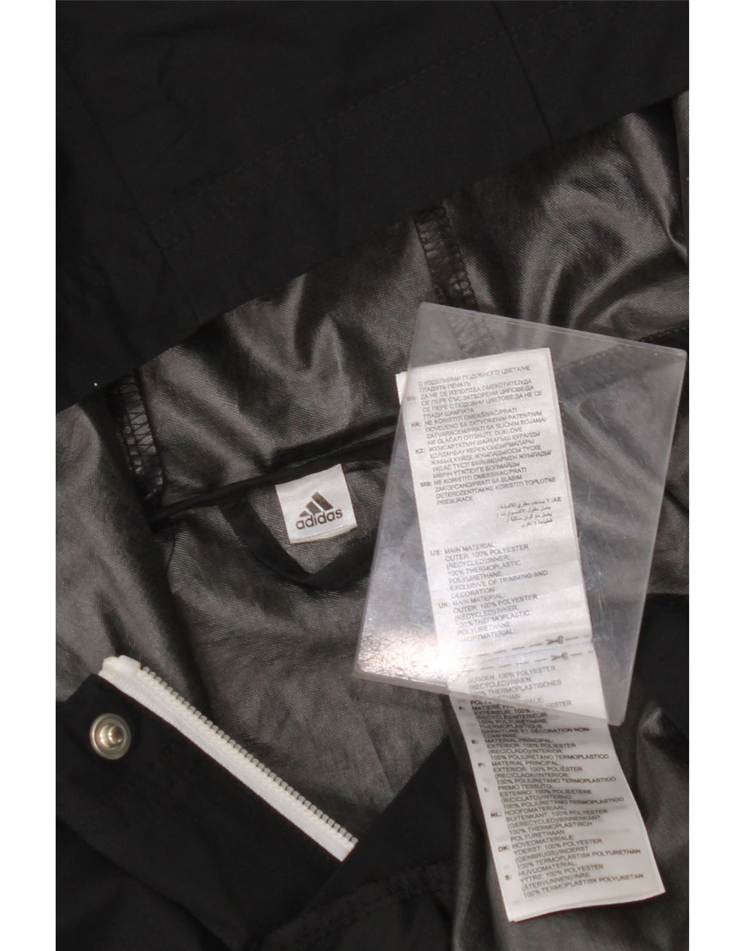 Ανδρικό μπουφάν βροχής με κουκούλα ADIDAS UK 38 Μεσαίο Μαύρο Πολυεστέρας
