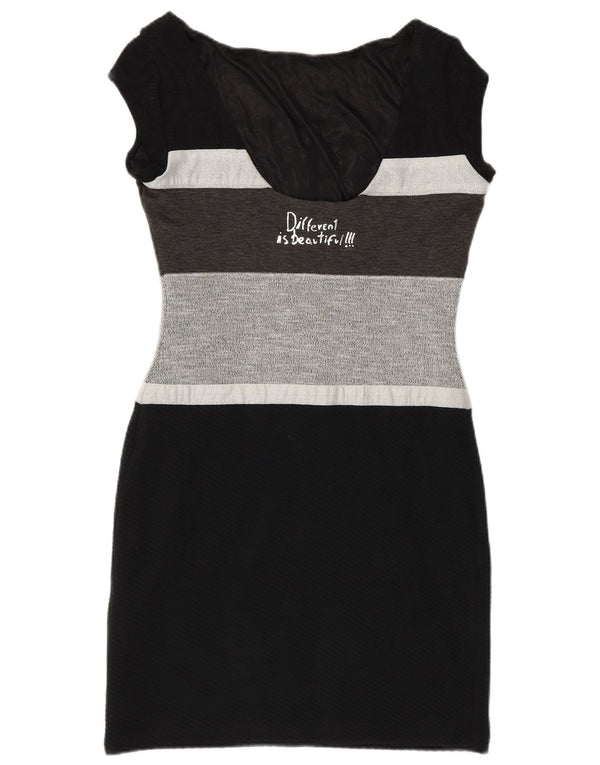 Γυναικείο γραφικό Bodycon φόρεμα Desigual UK 8 Small Black Colourblock