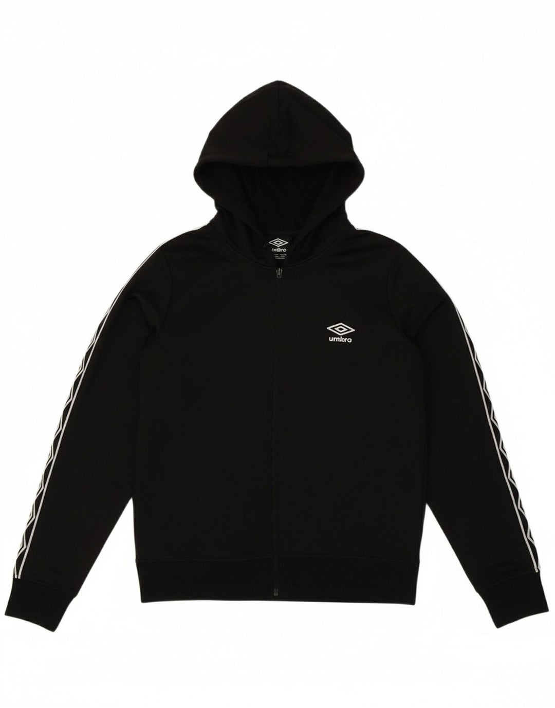 UMBRO Womens Graphic Zip Hoodie Sweater UK 10 Small Black Polyester