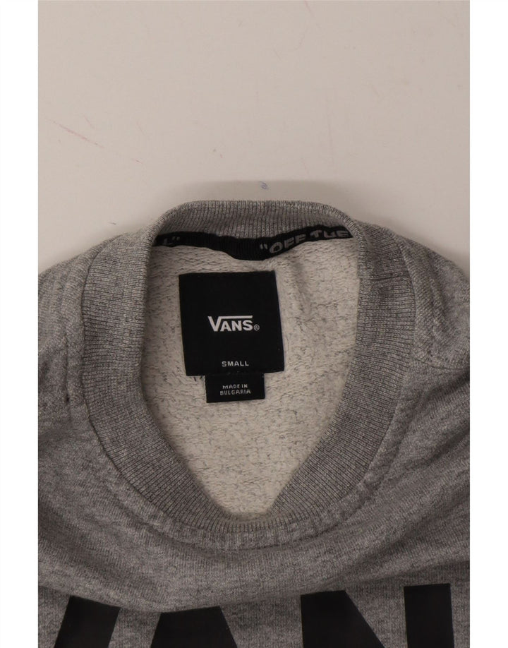 VANS Womens Graphic Sweatshirt Jumper UK 10 Small Grey Cotton Vintage Vans and Second-Hand Vans from Messina Hembry 