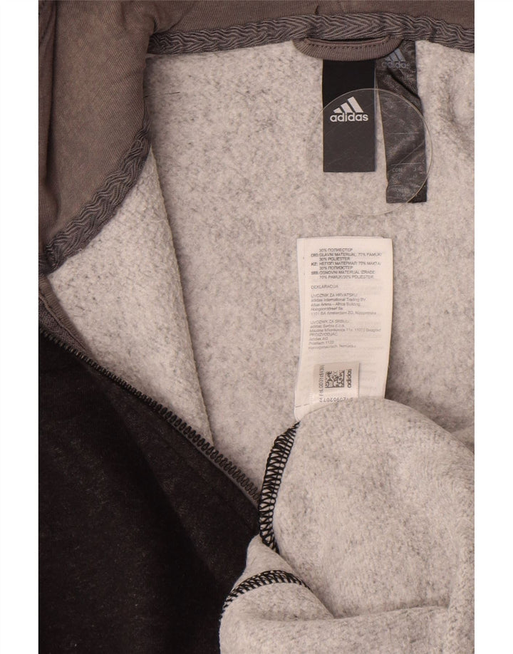 Ανδρικό πουλόβερ με κουκούλα με φερμουάρ Adidas μικρό γκρι βαμβακερό