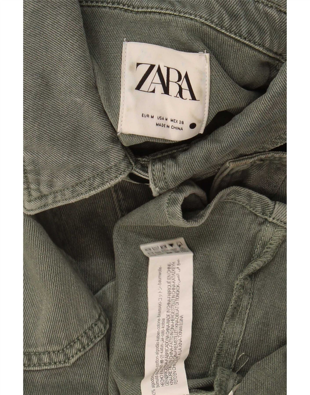 Zara Γυναικείο Τζιν Μπουφάν UK 14 Medium Khaki Cotton