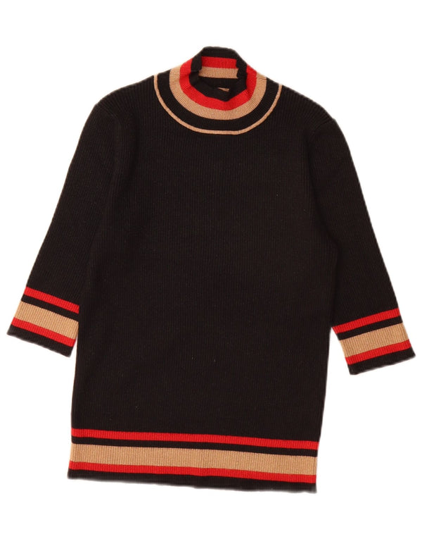 Vintage γυναικείο πουλόβερ με λαιμό χελώνα UK 10 Small Black Colourblock