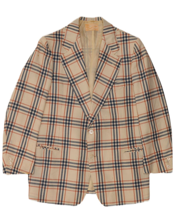 Vintage Ανδρικό σακάκι με 2 κουμπιά σακάκι UK 38 Medium Off White Check