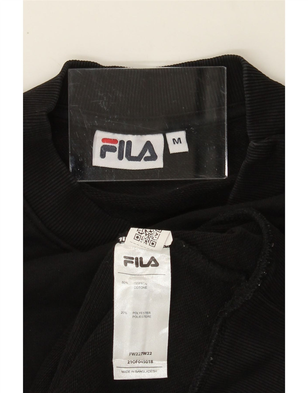 FILA Womens Sweatshirt Jumper UK 14 Medium Black Cotton Vintage Fila and Second-Hand Fila from Messina Hembry 