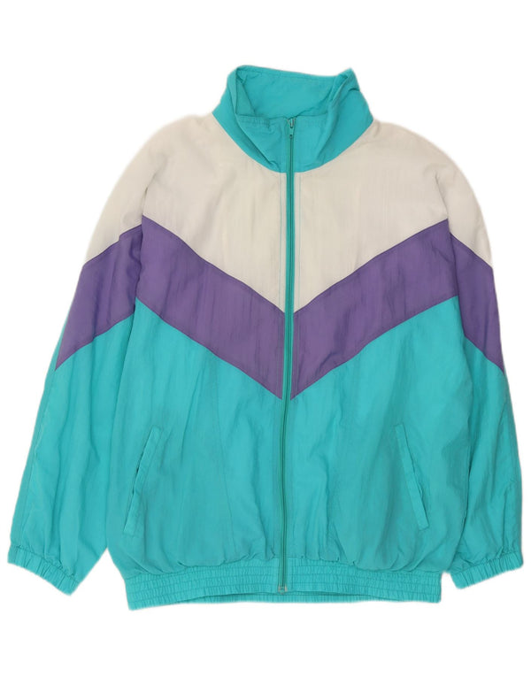 Vintage γυναικεία αθλητική φόρμα Top Jacket UK 18 XL Turquoise Colourblock Retro