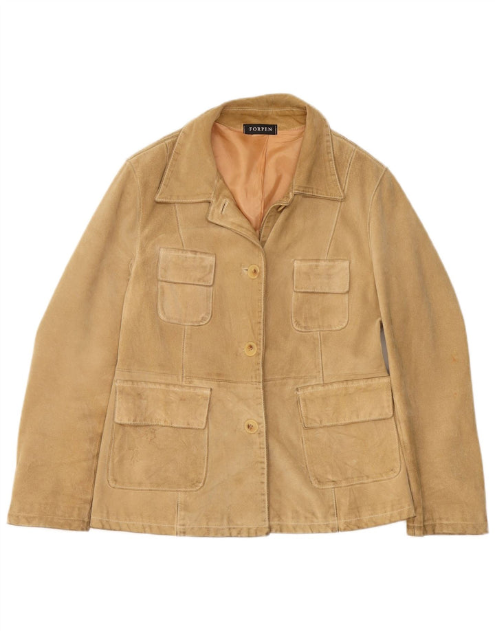 Vintage Γυναικείο Suede Jacket UK 8 Small Beige