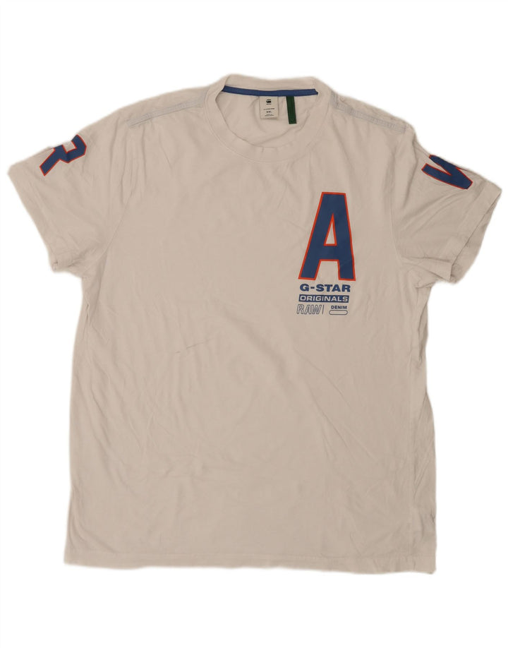 Ανδρικό γραφικό T-Shirt G-Star Top 2XL Λευκό βαμβακερό