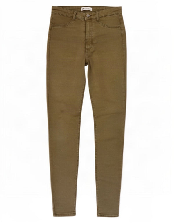 Zara γυναικεία ψηλοστάσια στενά τζιν EU 38 Small W28 L27 Χακί βαμβακερό