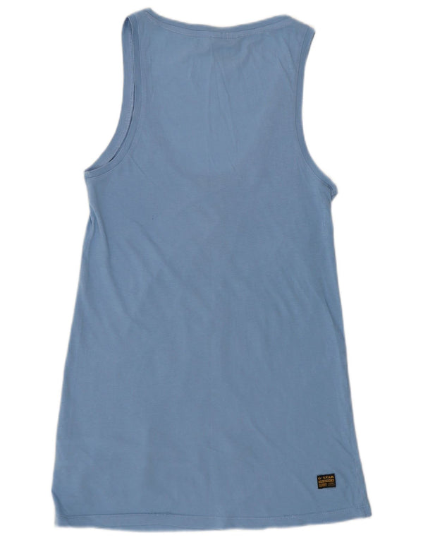 G-Star Womens Longline Graphic Vest Top Small Blue Cotton
