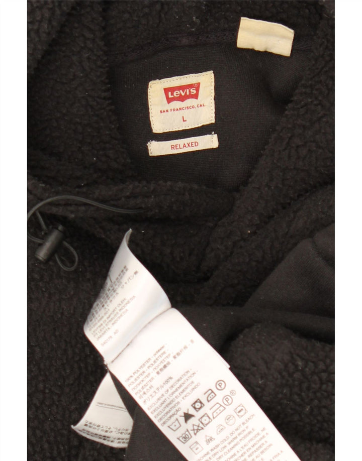 Ανδρικό LEVI'S Relaxed Hooded Fleece Jumper Μεγάλος Μαύρος Πολυεστέρας