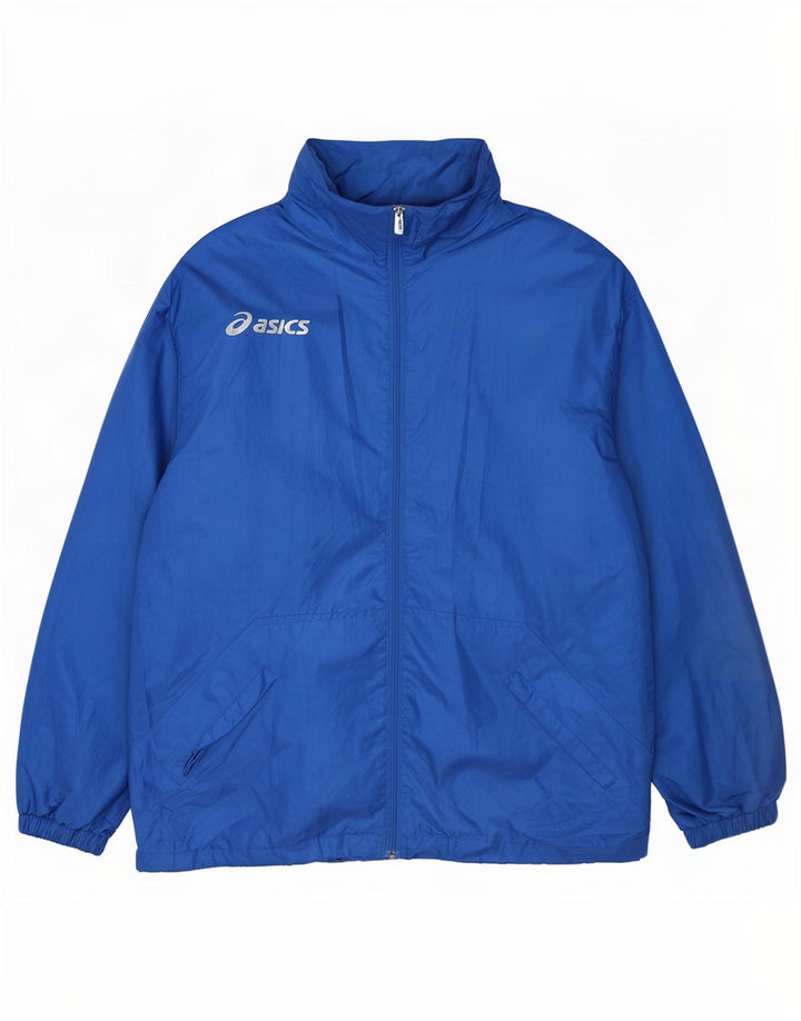 Ανδρικό μπουφάν βροχής με κουκούλα Asics UK 40 Large Blue Polyester