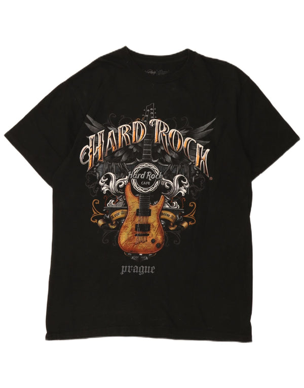 Hard Rock Cafe Mens Prague Graphic T-Shirt Top μεγάλο μαύρο βαμβακερό