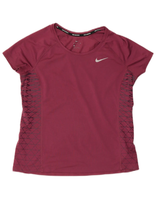 Γυναικείο μπλουζάκι NIKE Dri Fit Top 14 Μεγάλη Βουργουνδία γεωμετρικός πολυεστέρας