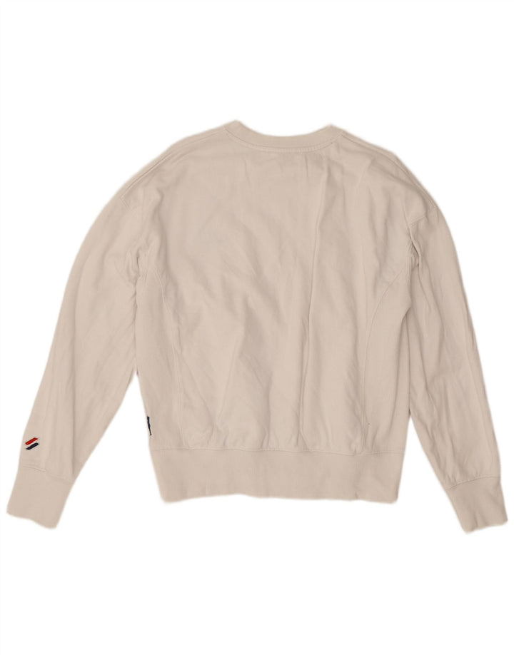 Γυναικείο φούτερ Superdry Jumper UK 14 μεγάλο λευκό βαμβακερό