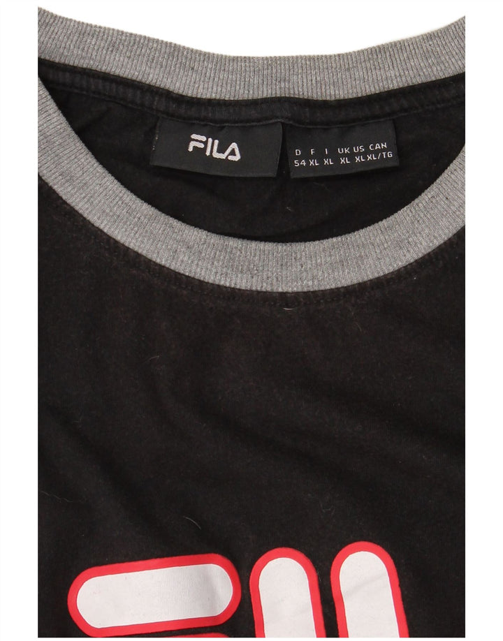 Ανδρικό γραφικό T-Shirt FILA Top XL Black Colourblock