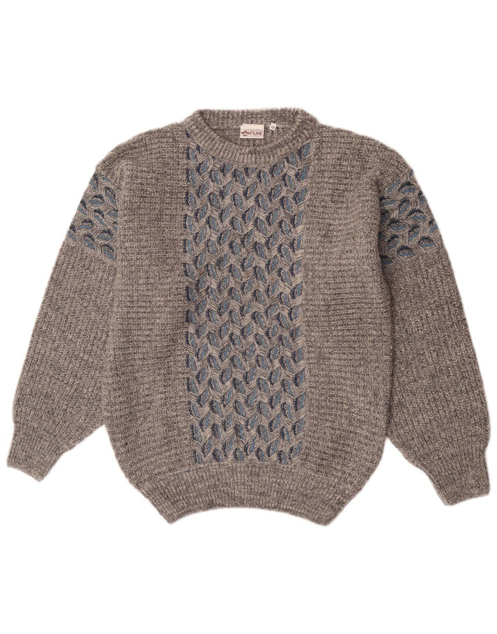 Fiume Ανδρικό πουλόβερ με λαιμόκαυστο IT 48 Medium Grey Floral