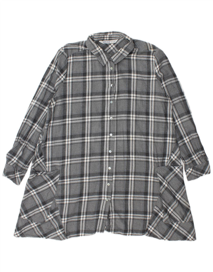 Zara γυναικεία μπλούζα μπλούζα UK 16 Large Grey Check