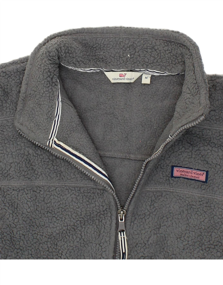 VINEYARD VINES Womens Zip Neck Fleece Jumper UK 14 Medium Grey Polyester Vintage Vineyard Vines and Second-Hand Vineyard Vines from Messina Hembry 
