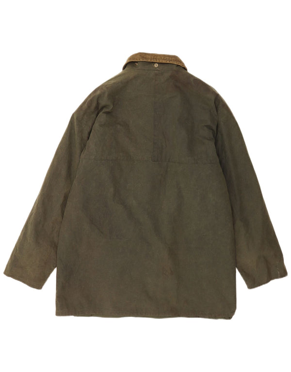 Vintage Ανδρικό κερωμένο βαμβακερό πανωφόρι UK 40 Large Green