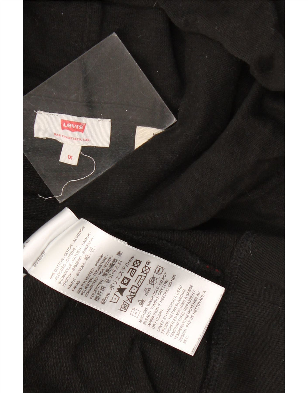 LEVI'S Γυναικείο υπερμεγέθη γραφικό κουκούλα UK 18 XL μαύρο βαμβακερό