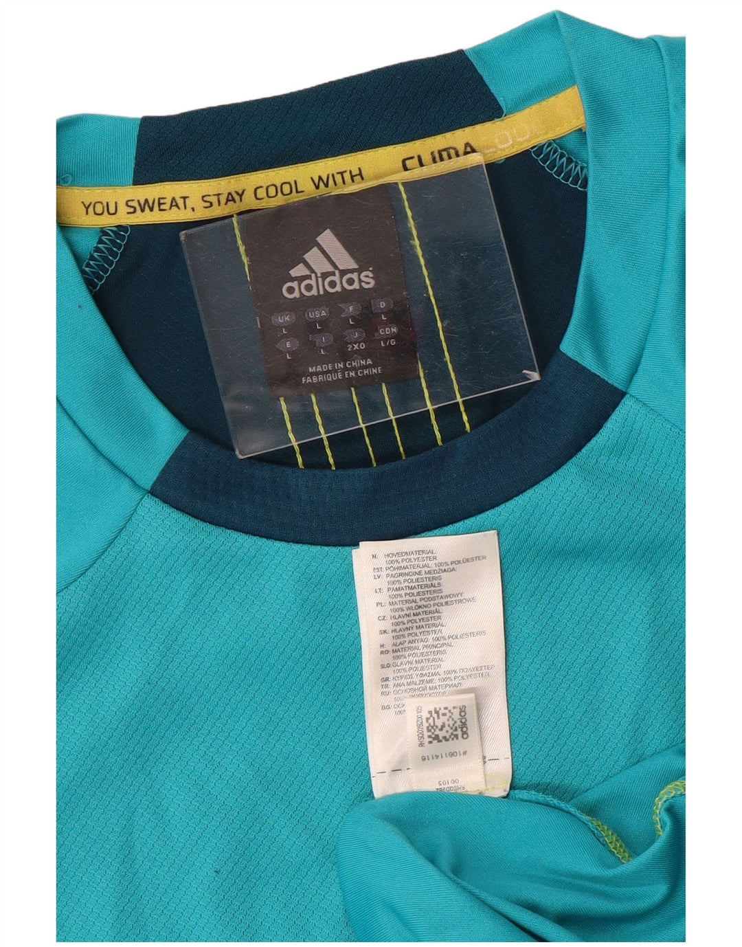 Ανδρικό T-Shirt Adidas Climacool Top Large Blue Colourblock Πολυεστέρας