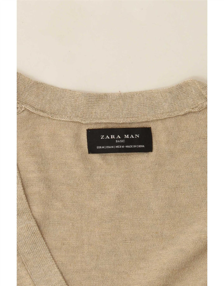 Ανδρικό πουλόβερ Zara Ζακέτα με μεσαίο μπεζ χρώμα