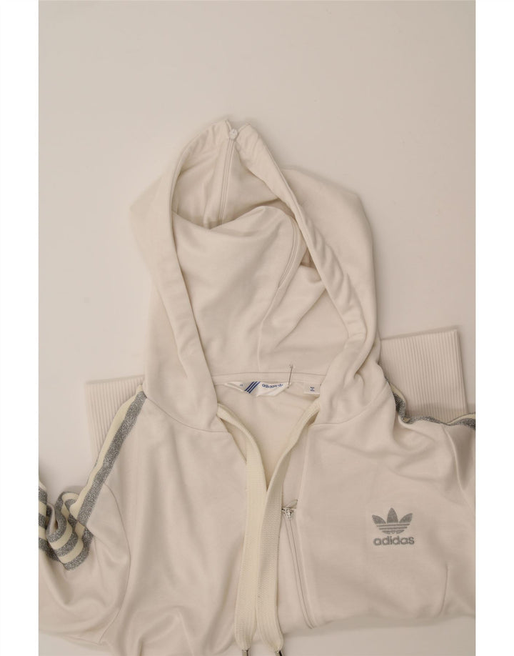 ADIDAS Womens Zip Hoodie Sweater IT 46 Large White Polyester Vintage Adidas and Second-Hand Adidas from Messina Hembry 