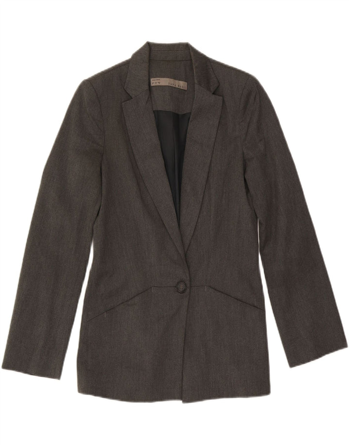 Zara Γυναικείο σακάκι 1 κουμπιού σακάκι UK 10 Small Grey Polyester